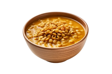 Boiled lentil soup. isolated object 