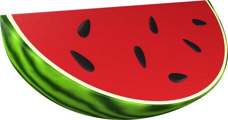 3d cross sliced watermelon illustration. Design element with summer theme. 3D render.