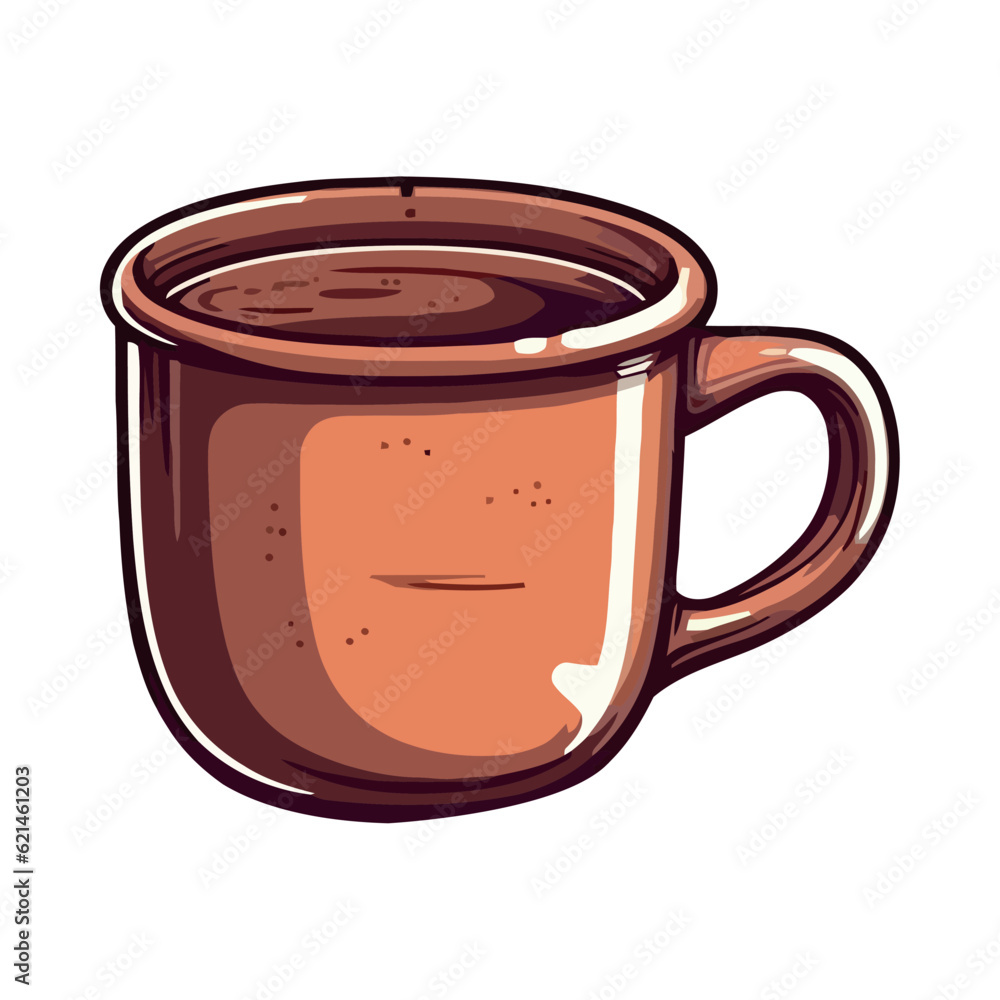 Sticker Cute coffee mug, flat icon