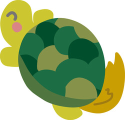 デフォルメした笑顔の亀のイラスト