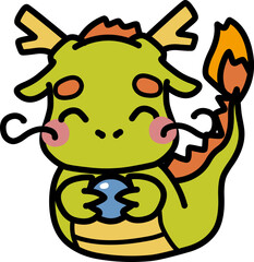 シンプルにデフォルメした笑顔の竜のイラスト