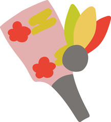 シンプルにデフォルメした羽子板と羽のイラスト