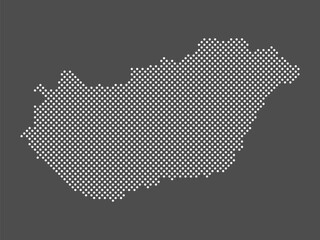 Hungary map dot on gray background.  Dotted map of Hungary. Vector eps10.