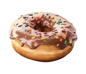 Sweet donut with chocolate icing decoration