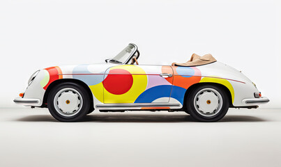  a car with a colorful design painted on it's side.  generative ai