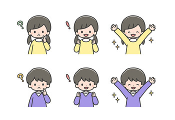 考えて解決する子どもたちのセット　上半身