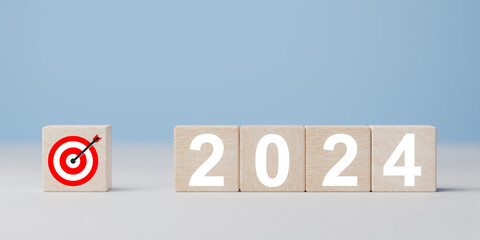 2024 Goal. Business growth concept in 2024. Business goals and achievement. Sustainable...