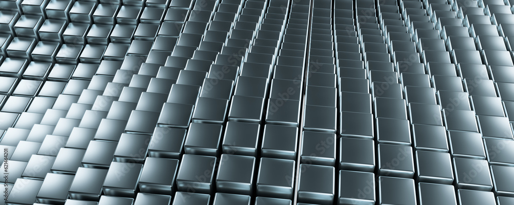 Poster abstract modern background. clear pattern abstract background cube metallic and blue. futuristic ban