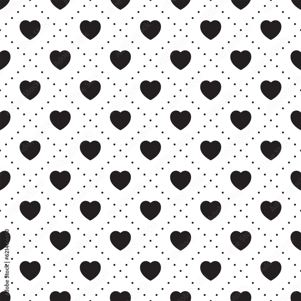 Poster seamless geometric pattern with hearts. vector repeating texture.