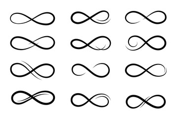Hand drawn infinity symbol. Black infinity icon. Eternity, infinite, limitless and forever signs. - obrazy, fototapety, plakaty