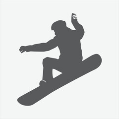 Dynamic Winter Adventure, Silhouettes of Young Boy Snowboarder Enjoying the Slopes