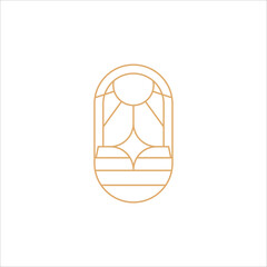 Lineal symbol of Sun with stairs minimalist designs