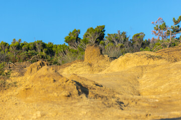Fototapeta na wymiar Geological sandstone formations on the Lopar peninsula, Rab Island, Croatia