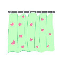 textile shower curtain cartoon. clear classic, mockup drapery, hanging light textile shower curtain sign. isolated symbol vector illustration