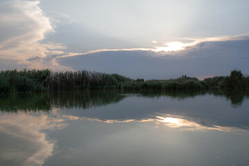 Sunset in the Valencia lagoon. Sunset. Mediterranean.
