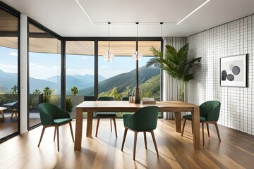 modern dining room with table generated Ai 