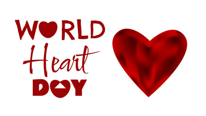 World heart day with red heart and world sign background, World Heart Day concept