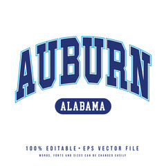 Auburn text effect vector. Editable college t-shirt design printable text effect vector	 - obrazy, fototapety, plakaty