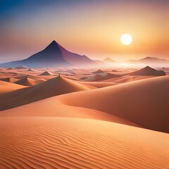 Fototapeta na wymiar sunset in the desert poscard illustration
