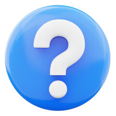 Question mark icon 3d render illustration isolated on transparent background