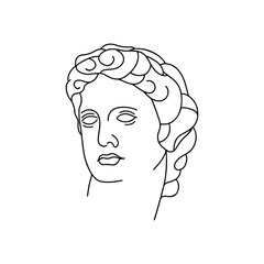 Vector antique sculpture line art icon. Hand drawn doodle vector illustration. Line art design.