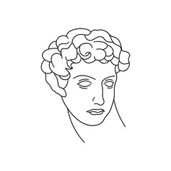 Vector antique sculpture line art icon. Hand drawn doodle vector illustration. Line art design.