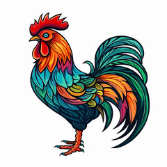 Rooster hand-drawn illustration. Rooster. Vector doodle style cartoon illustration