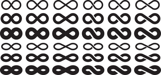 無限大マークのモノクロのベクターイラストセット