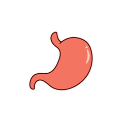 Kids drawing Cartoon Vector illustration stomach icon Isolated on White Background
