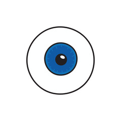 Kids drawing Cartoon Vector illustration eye icon Isolated on White Background