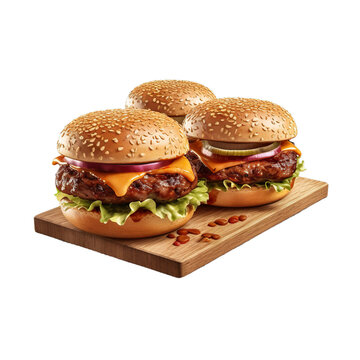 recommend clip art: Grill burger, realistic 3d burgers, grilled meat collection, ultra realistic, icon, detailed, angle view food photo, burger composition