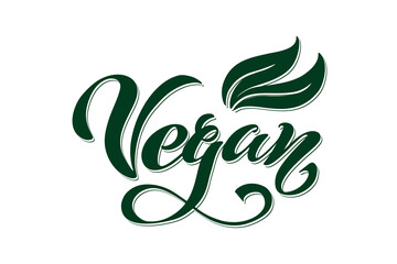 Vegan. Handwritten lettering for restaurant, cafe menu. Vector elements for labels. Vector illustration, food design.