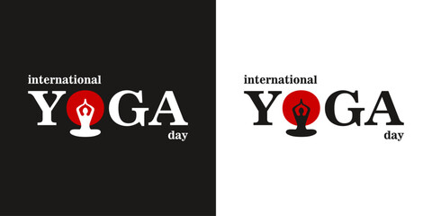 Logo for yoga classes. International Yoga Day. Harmony and connection with the universe