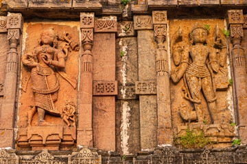 The Beautiful Ancient Carvings on the Temple of Polo Forest, Carvings of Hindu God and Goddess....