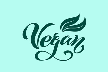 Vegan. Handwritten lettering for restaurant, cafe menu. Vector elements for labels. Vector illustration, food design.