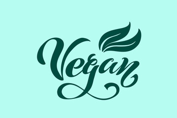 Obraz premium Vegan. Handwritten lettering for restaurant, cafe menu. Vector elements for labels. Vector illustration, food design.