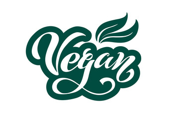 Vegan. Handwritten lettering for restaurant, cafe menu. Vector elements for labels. Vector illustration, food design.