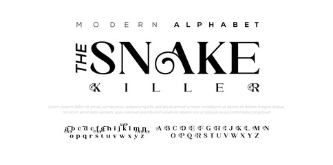 Snake abstract digital technology logo font alphabet. Minimal modern urban fonts for logo, brand etc. Typography typeface uppercase lowercase and number. vector illustration 