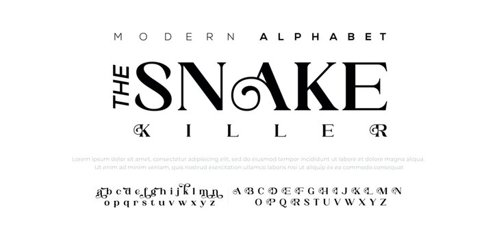 Snake abstract digital technology logo font alphabet. Minimal modern urban fonts for logo, brand etc. Typography typeface uppercase lowercase and number. vector illustration 