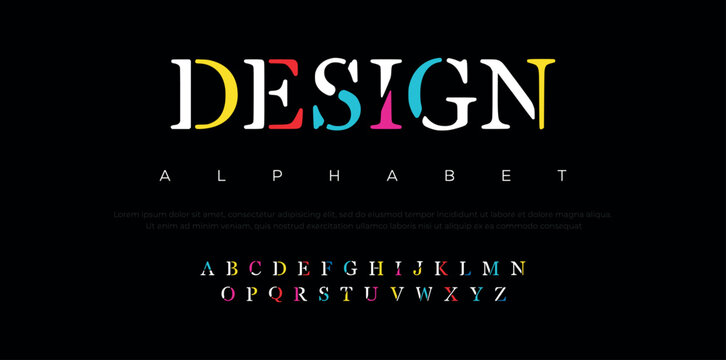 Modern abstract digital alphabet font. Minimal technology typography, Creative urban sport fashion futuristic font and with numbers. vector illustration.