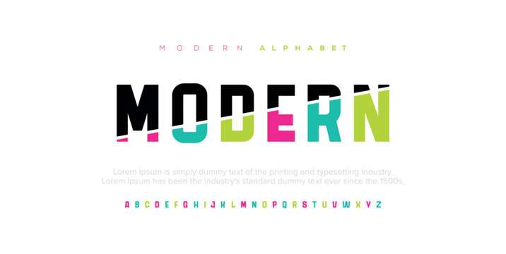 Modern abstract digital alphabet font. Minimal technology typography, Creative urban sport fashion futuristic font and with numbers. vector illustration