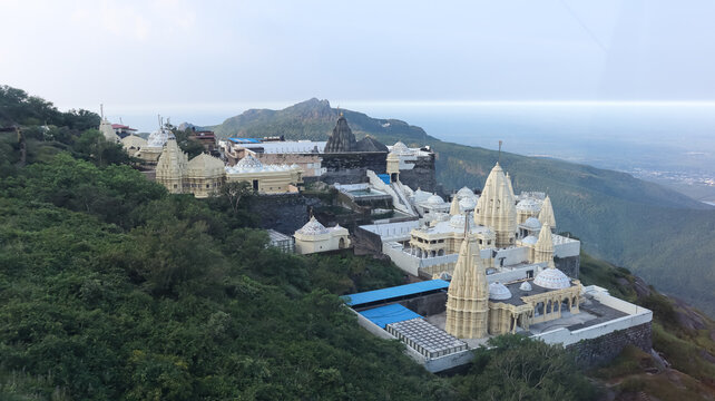 Beautiful View of Girnar Jain Temples From the Top, Neminath Jain Temple, Girnar, Junagadh, Gujarat, India.