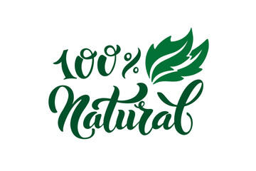 Natural logo. Vector image for food labels, emblems for packaging healthy food, vegetarian menu. Isolated sign on white background.