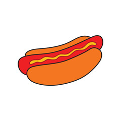 Kids drawing Cartoon Vector illustration hotdog icon Isolated on White Background