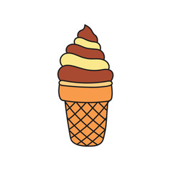 Kids drawing Cartoon Vector illustration ice cream icon Isolated on White Background