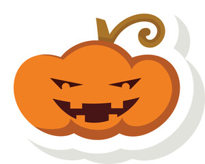 illustration halloween pumpkin sticker icon