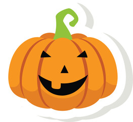 illustration halloween pumpkin sticker icon