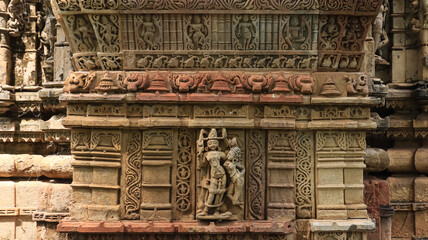 The Beautiful Ancient Carvings on the Temple of Polo Forest, Carvings of Hindu God and Goddess. Ancient Temples of Gujarat, India. 