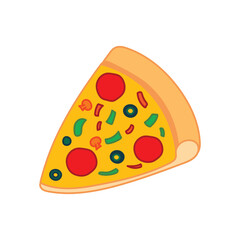 Kids drawing Cartoon Vector illustration pizza icon Isolated on White Background