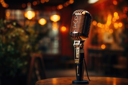 Microphone on stage, AI generated Image
